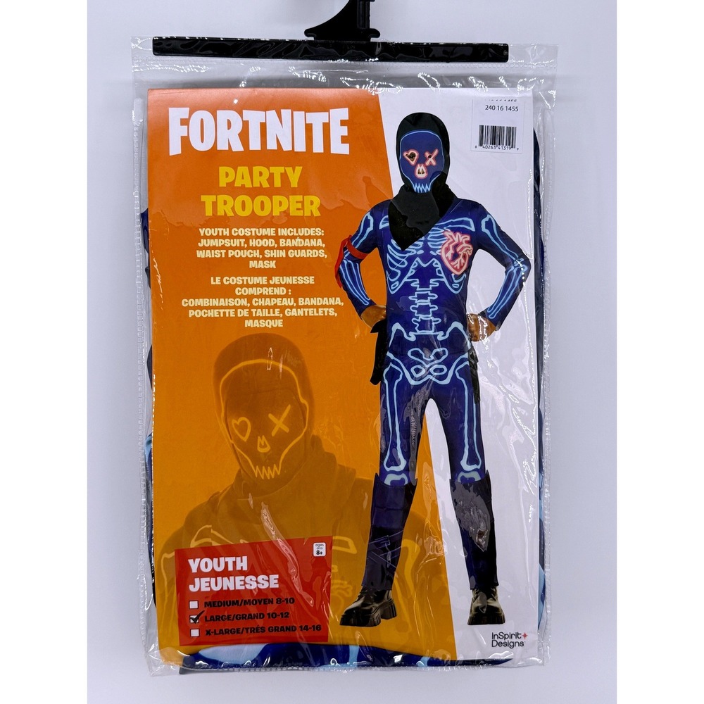 Fortnite Party Trooper Youth Costume Large 10-12 InSpirit Designs NEW